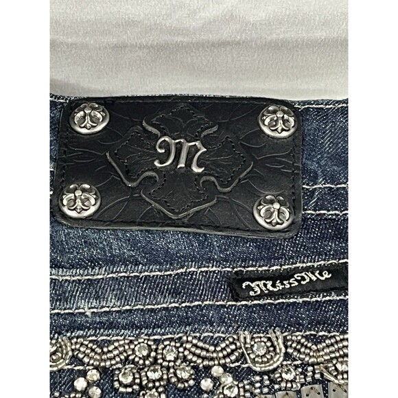 Miss Me JP4656-2L Womens 30 Bootcut Dark Wash Blue Jeans Embellished - Picture 4 of 16